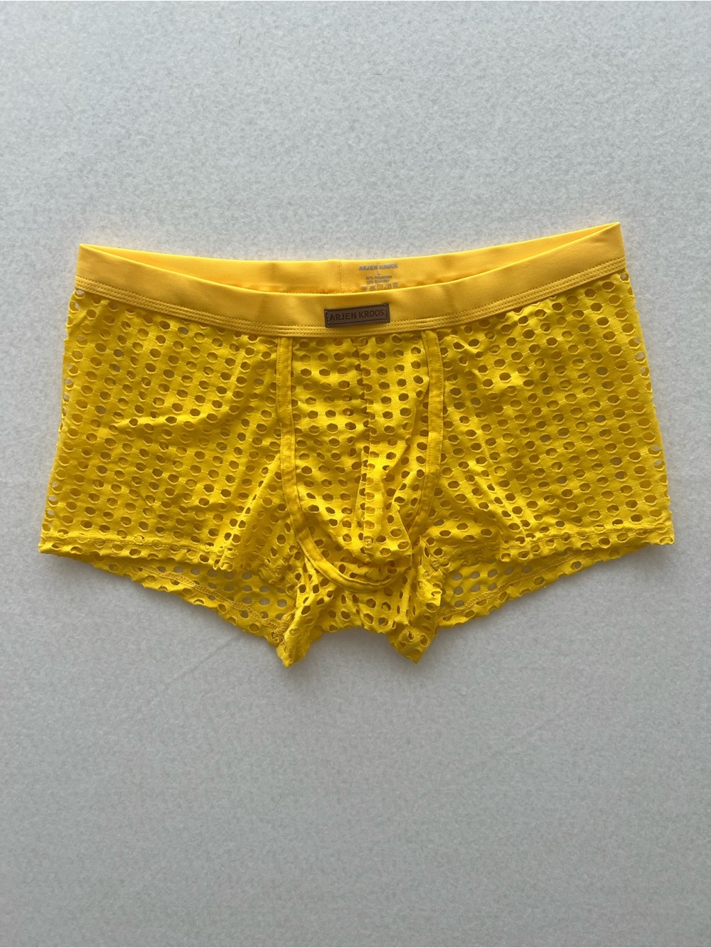 Arjen Kroos Men’s Boxer Briefs Yellow Eyelet Mesh Underwear Size L Stretch
